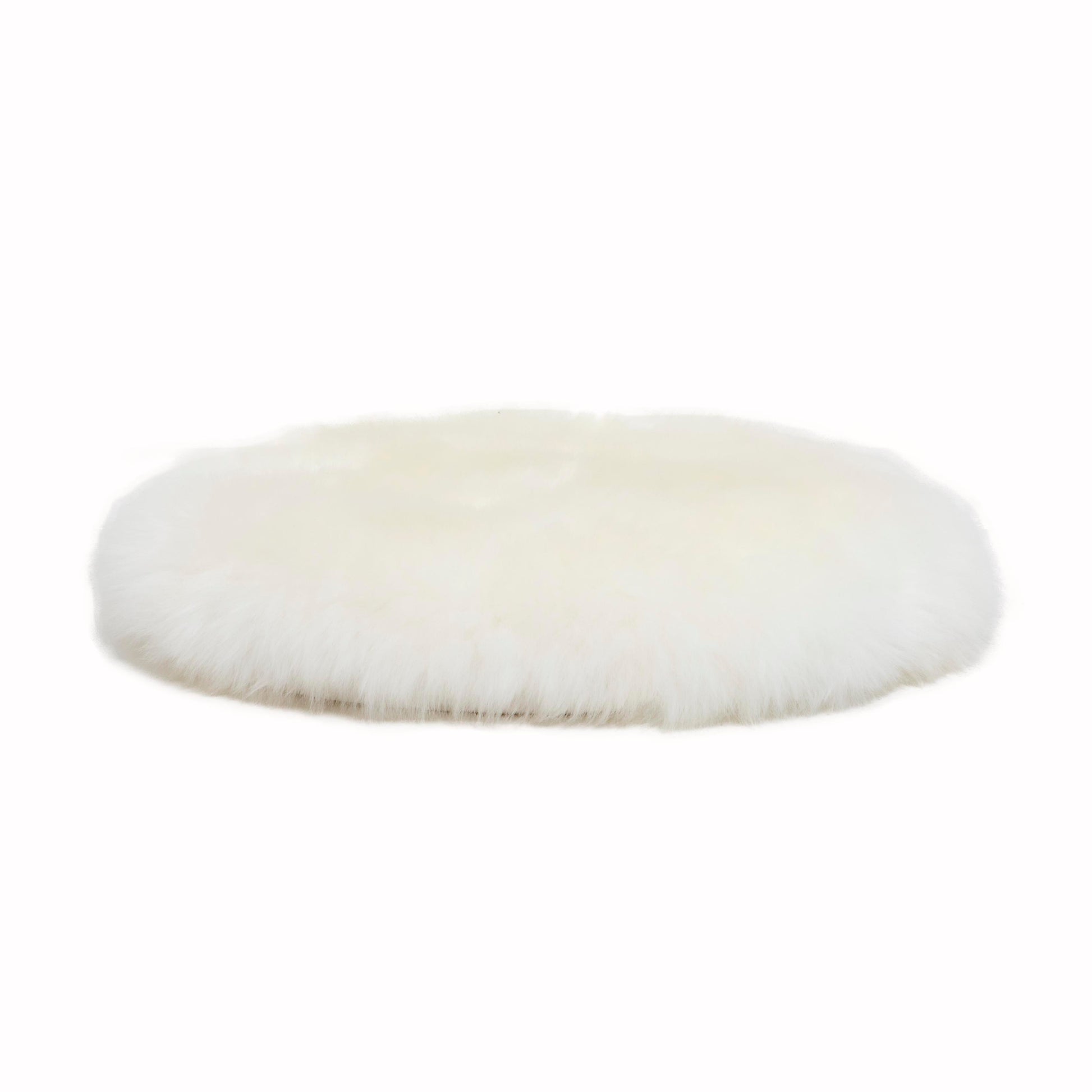 Natural White Round Sheepskin Chair Pad - CasaFenix