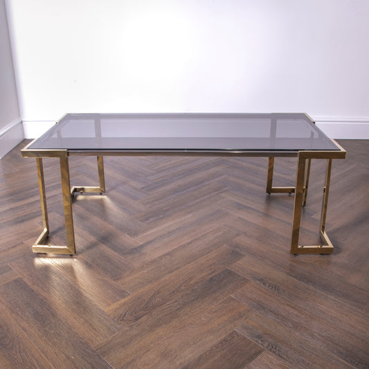 Domus Gold Metal and Glass Coffee Table 120 x 60 x 45 cm  CasaFenix