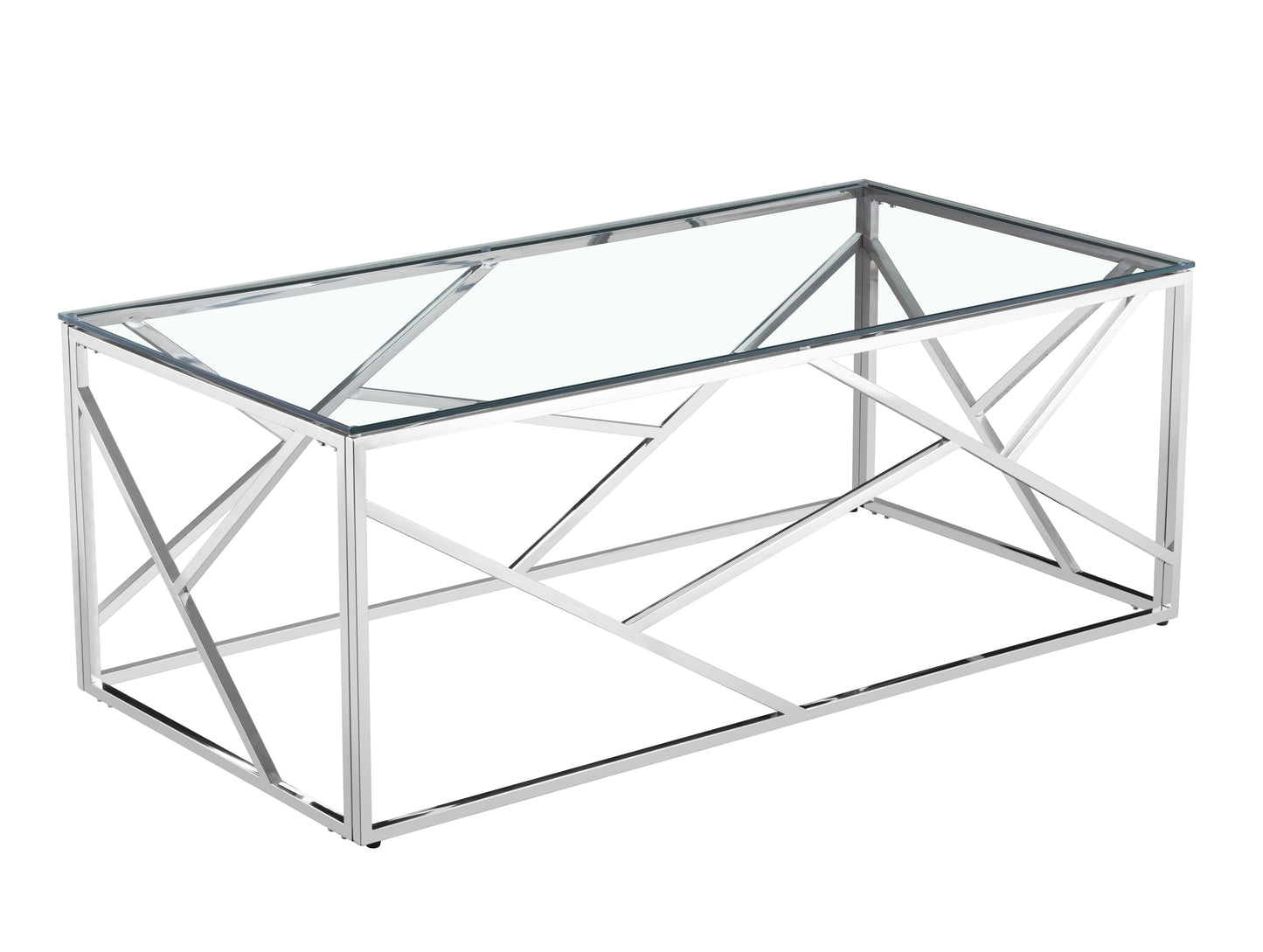 Geometric Silver Metal & Glass Coffee Table 120x60cm Coffee Table CasaFenix