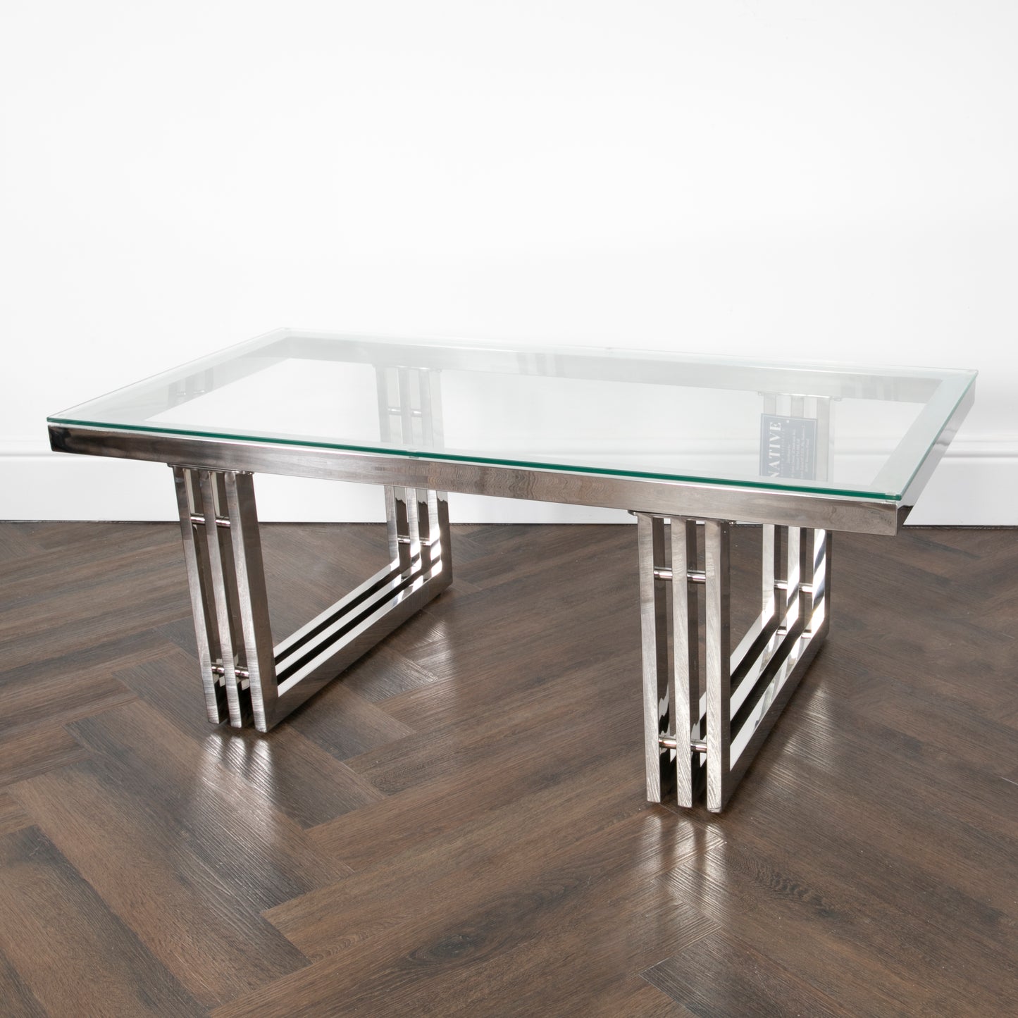 Zurich Silver Metal and Glass Coffee Table 120x60cm Coffee Table CasaFenix