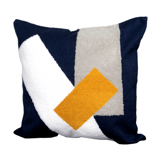 Navy Blue Abstract Boho Cushion Cover  CasaFenix