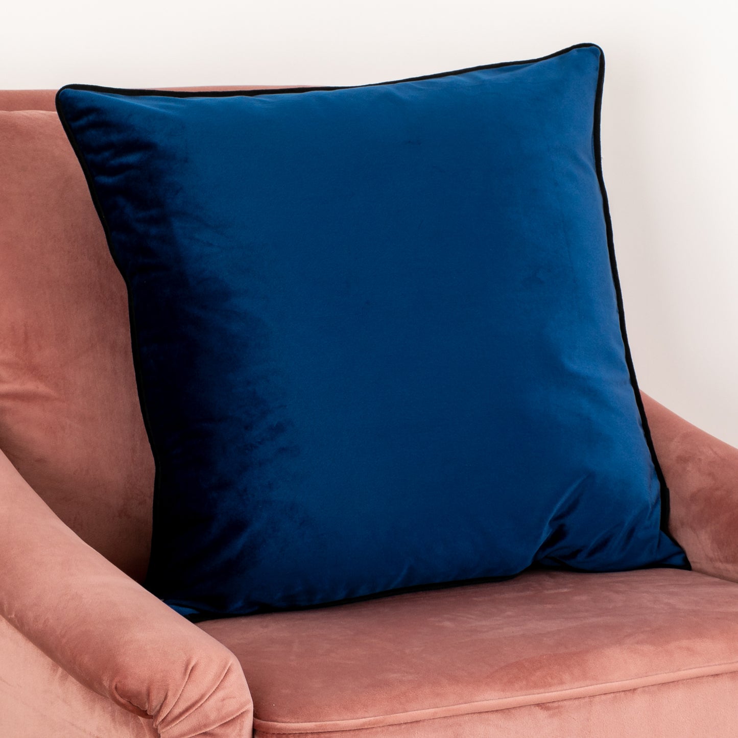 Blue Piped Velvet Cushion Cover Cushion CasaFenix