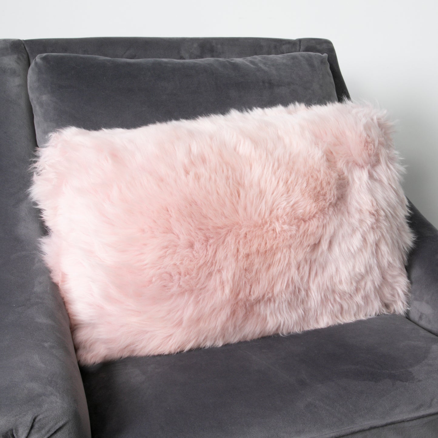 Pink Long Hair Sheepskin Cushion 30x50cm - CasaFenix