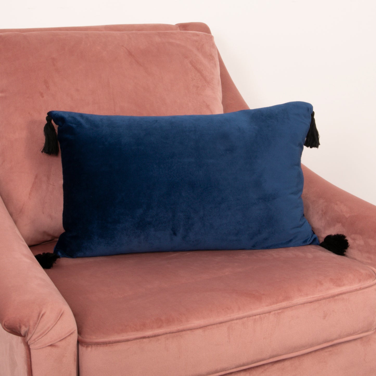 Blue Velvet Tassled Boudoir Cushion Cover Cushion CasaFenix