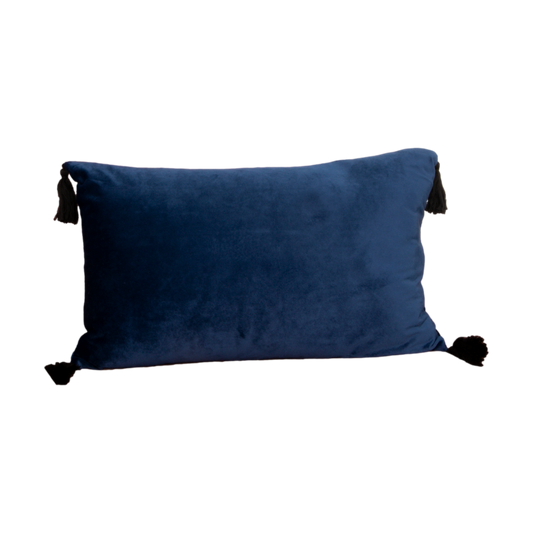 Blue Velvet Tassled Boudoir Cushion Cover Cushion CasaFenix