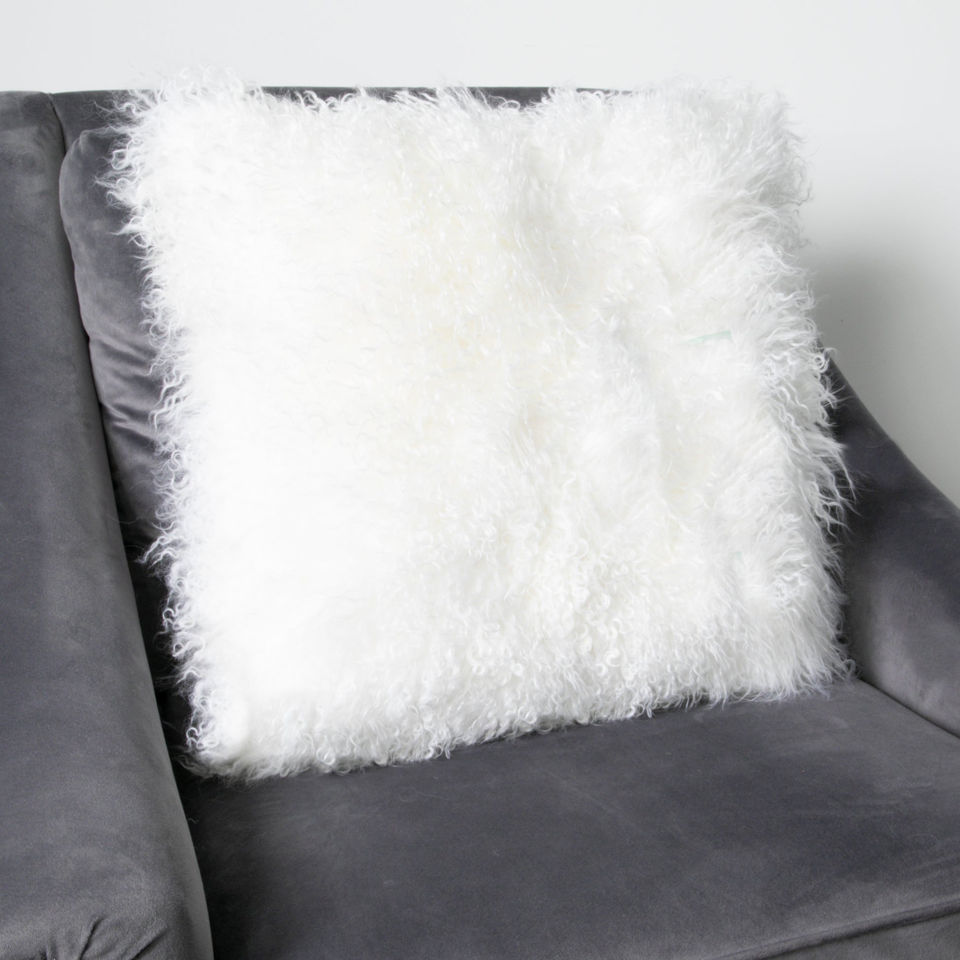 Natural Curly Sheepskin Cushion 45x45cm - CasaFenix