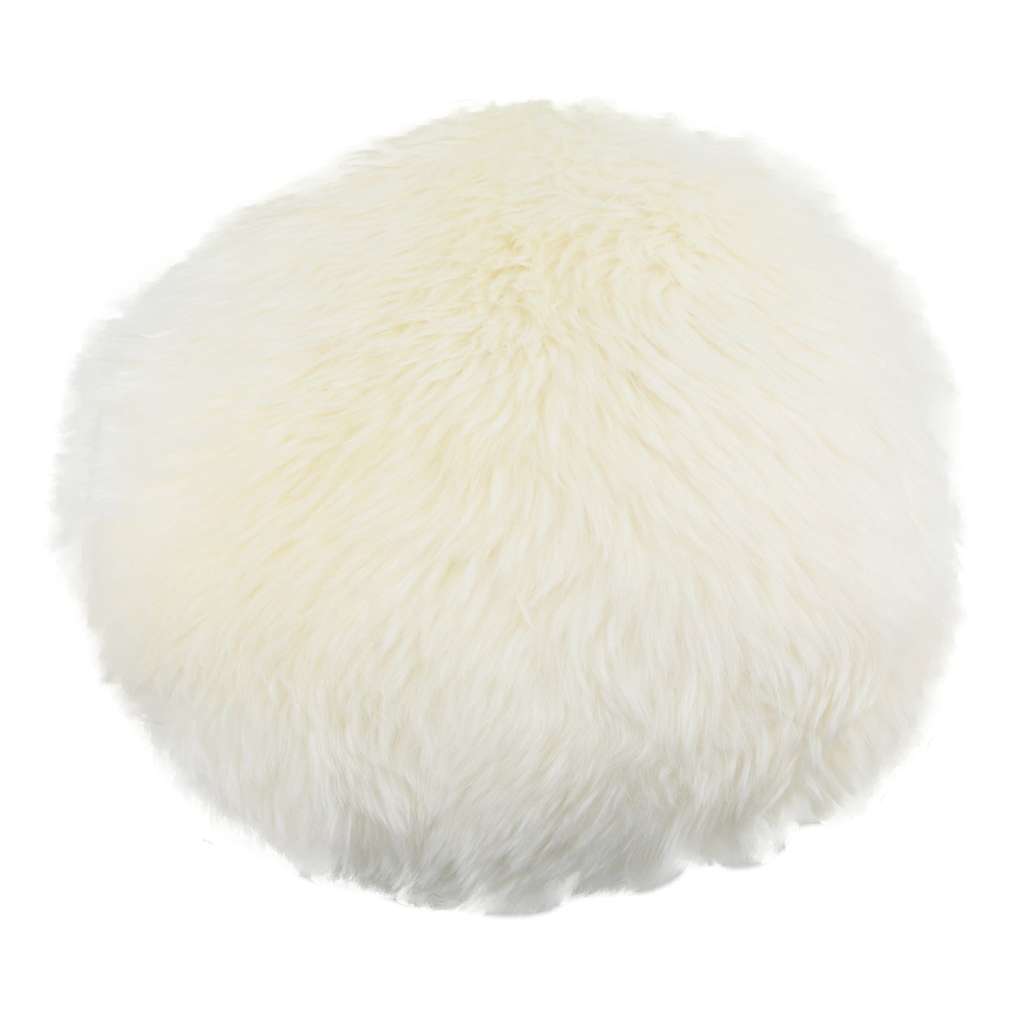 White Round Sheepskin Cushion 40 x 40cm - CasaFenix