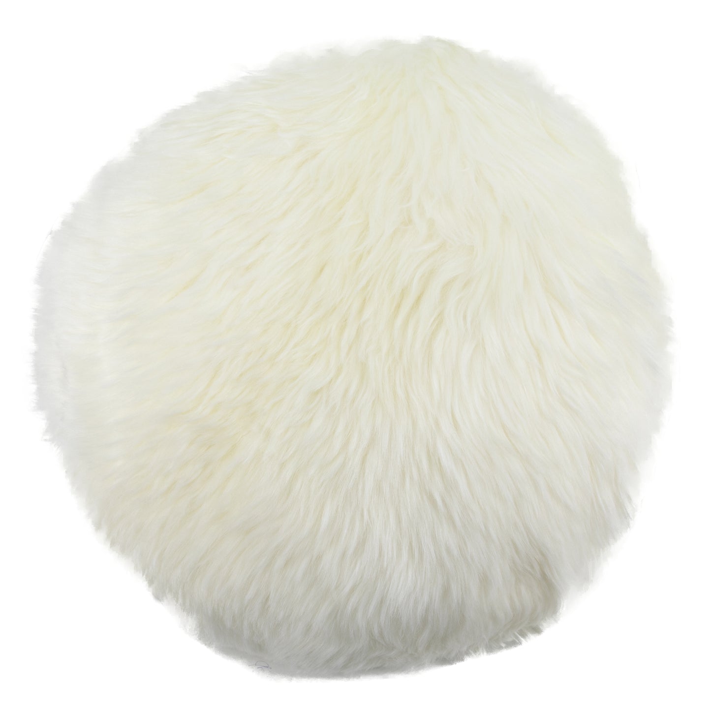 White Round Sheepskin Cushion 40 x 40cm - CasaFenix