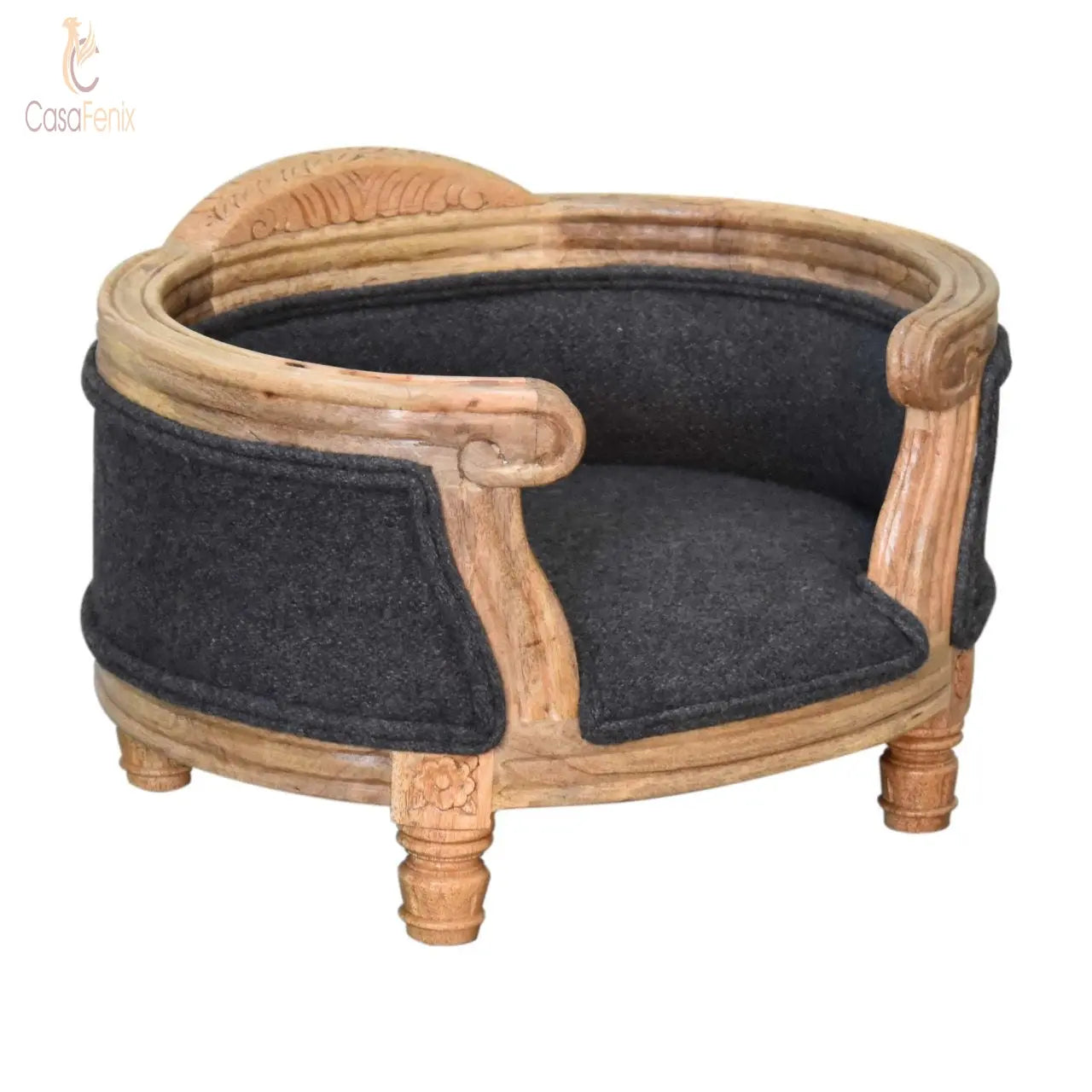 Carved Battleship Round Tweed Pet Bed Small Cat Dog Or Rabbit - CasaFenix