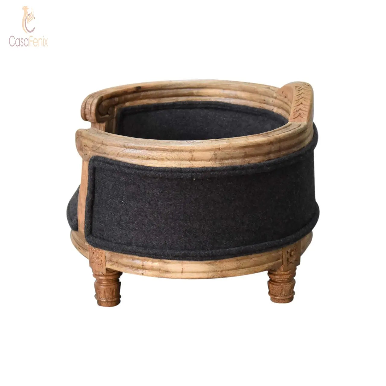 Carved Battleship Round Tweed Pet Bed Small Cat Dog Or Rabbit - CasaFenix