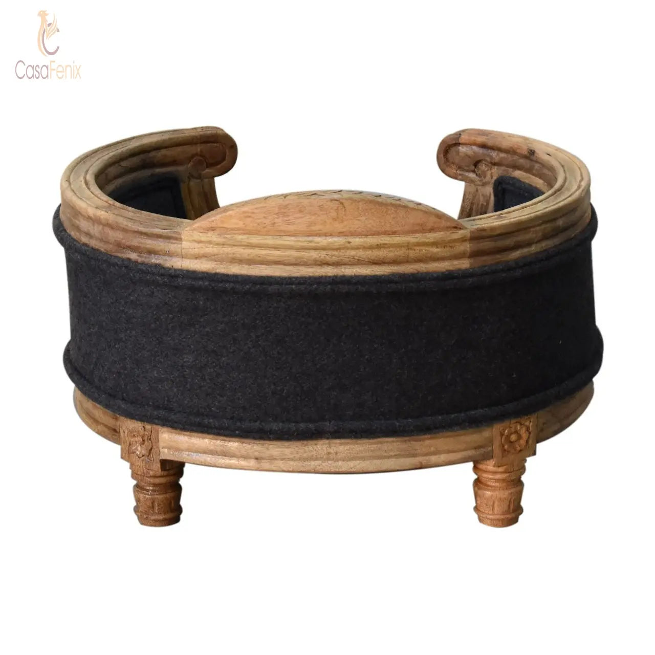 Carved Battleship Round Tweed Pet Bed Small Cat Dog Or Rabbit - CasaFenix