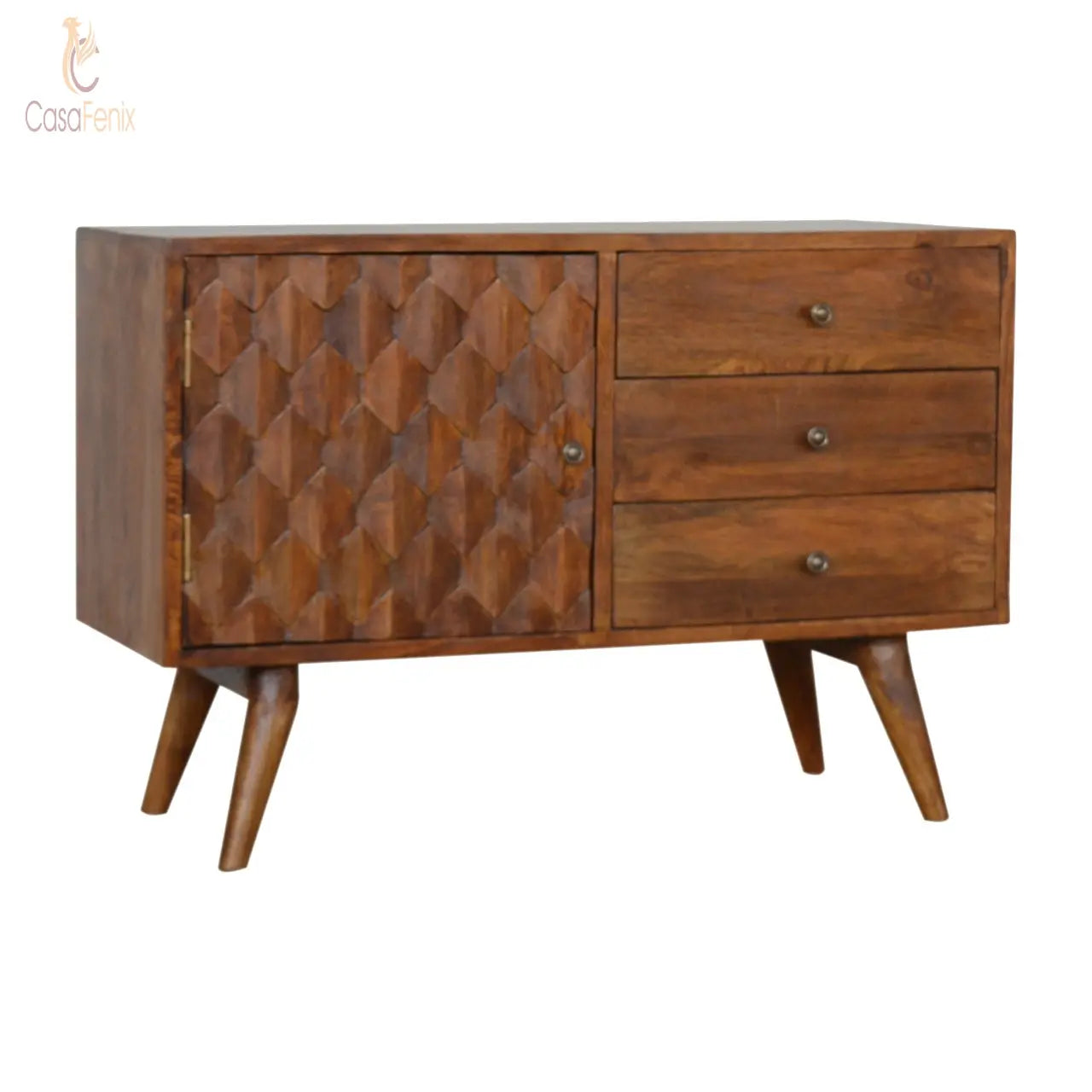 Carved Chestnut Sideboard 100% solid wood in a chestnut finish - CasaFenix