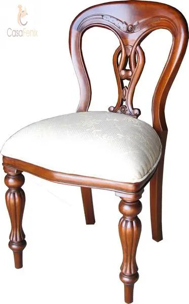 Carved Upholstered Dining Chair & Carver Armed Seat Antique Reproduction Solid Mahogany CasaFenix