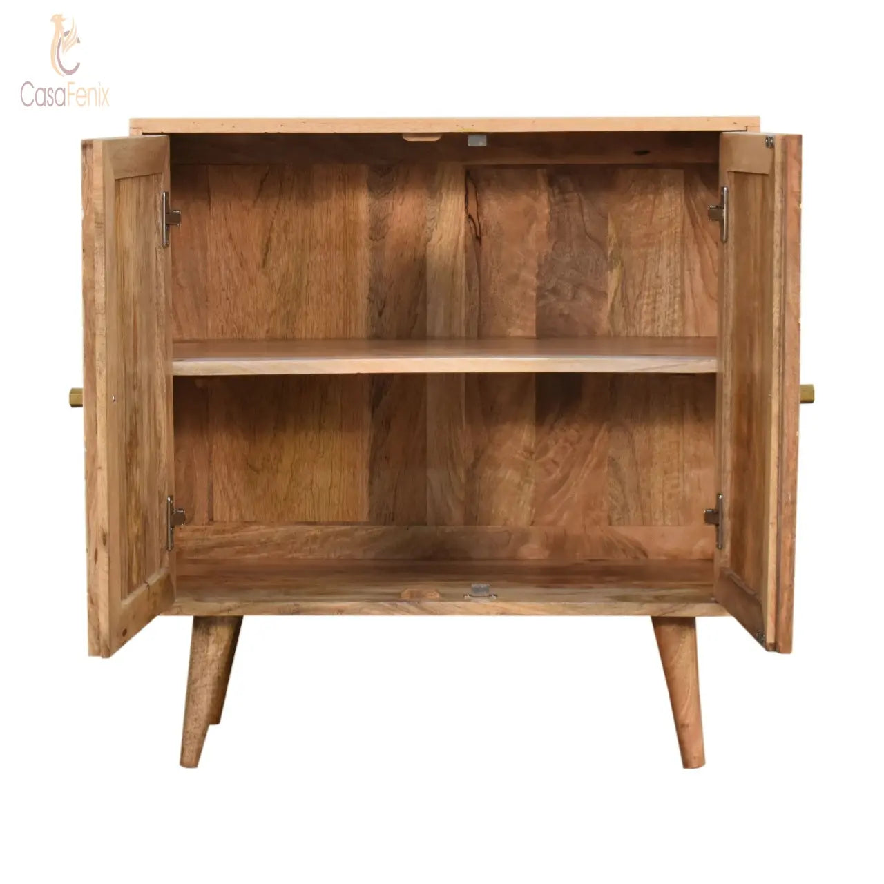 Cassia Cabinet 2 Door 1 Shelf Cupboard Nordic Design Solid Mango Wood - CasaFenix