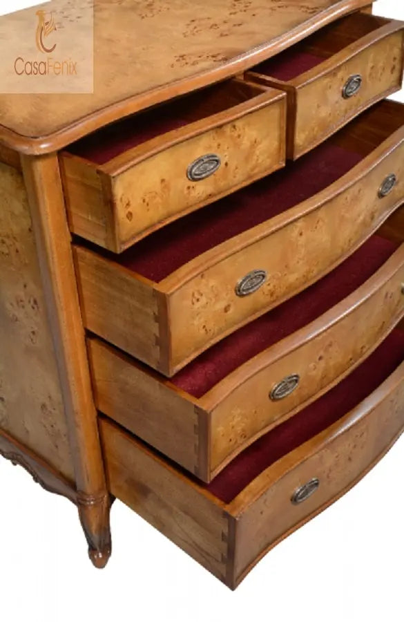 Cheshire Walnut Collection Bedroom Chest of 5 Drawers - CasaFenix