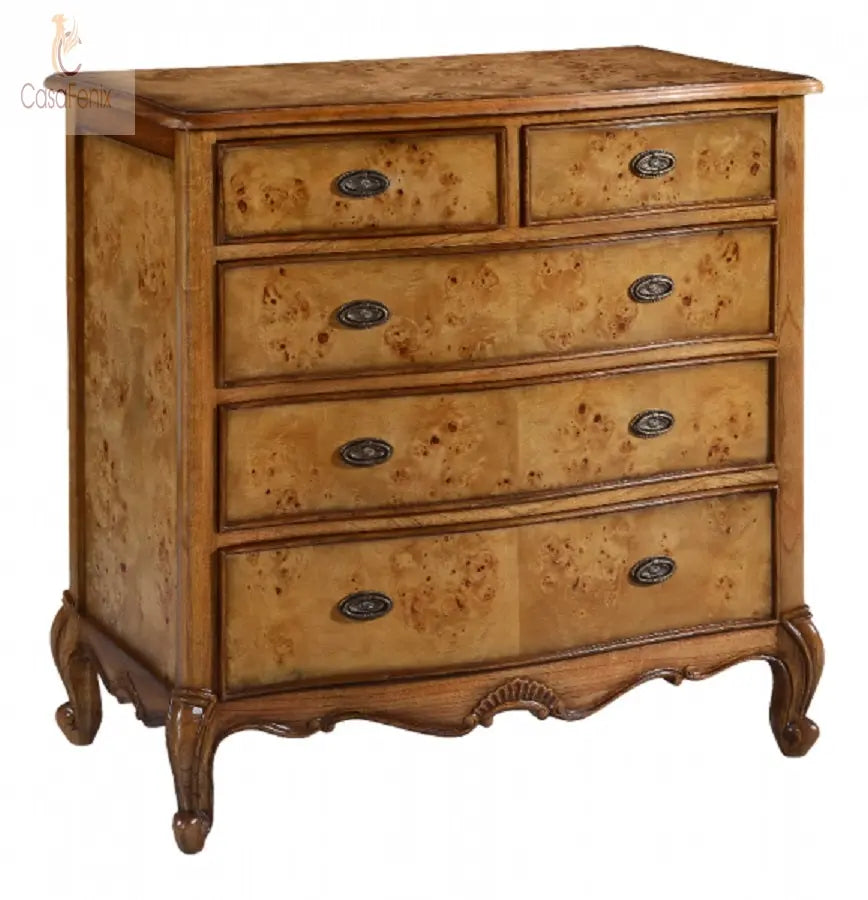 Cheshire Walnut Collection Bedroom Chest of 5 Drawers - CasaFenix