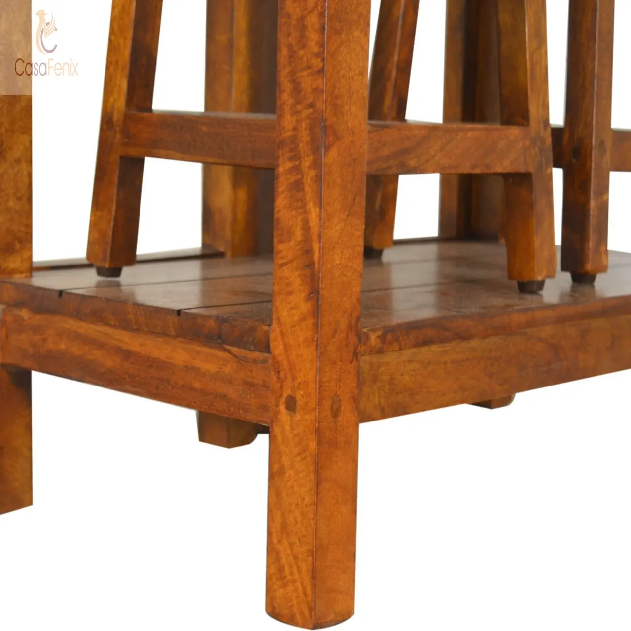 Chestnut Breakfast Table With 2 Stools 100% solid mango wood and has a rich chestnut finish. - CasaFenix
