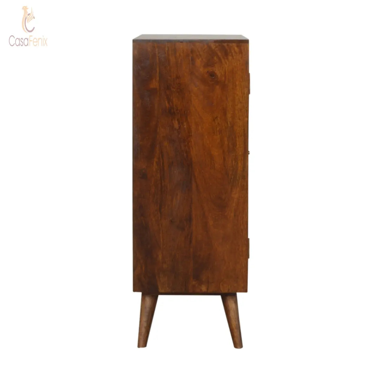 Chestnut Gold Inlay Abstract Cabinet 100% solid mango wood in a fine chestnut finish - CasaFenix