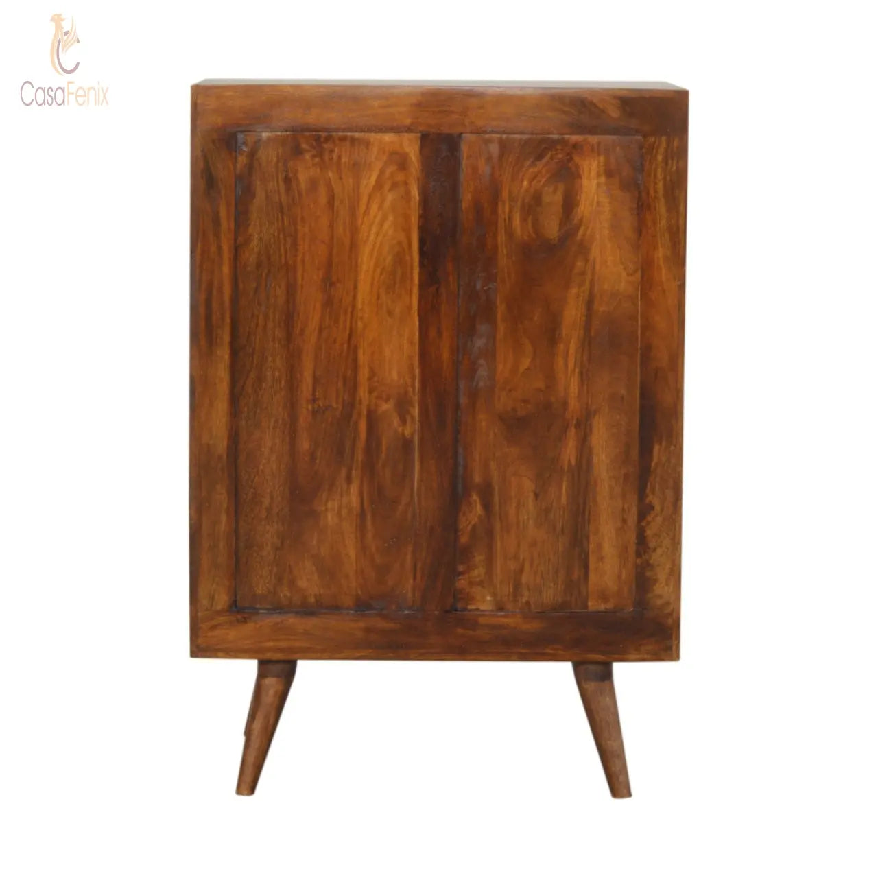 Chestnut Gold Inlay Abstract Cabinet 100% solid mango wood in a fine chestnut finish - CasaFenix