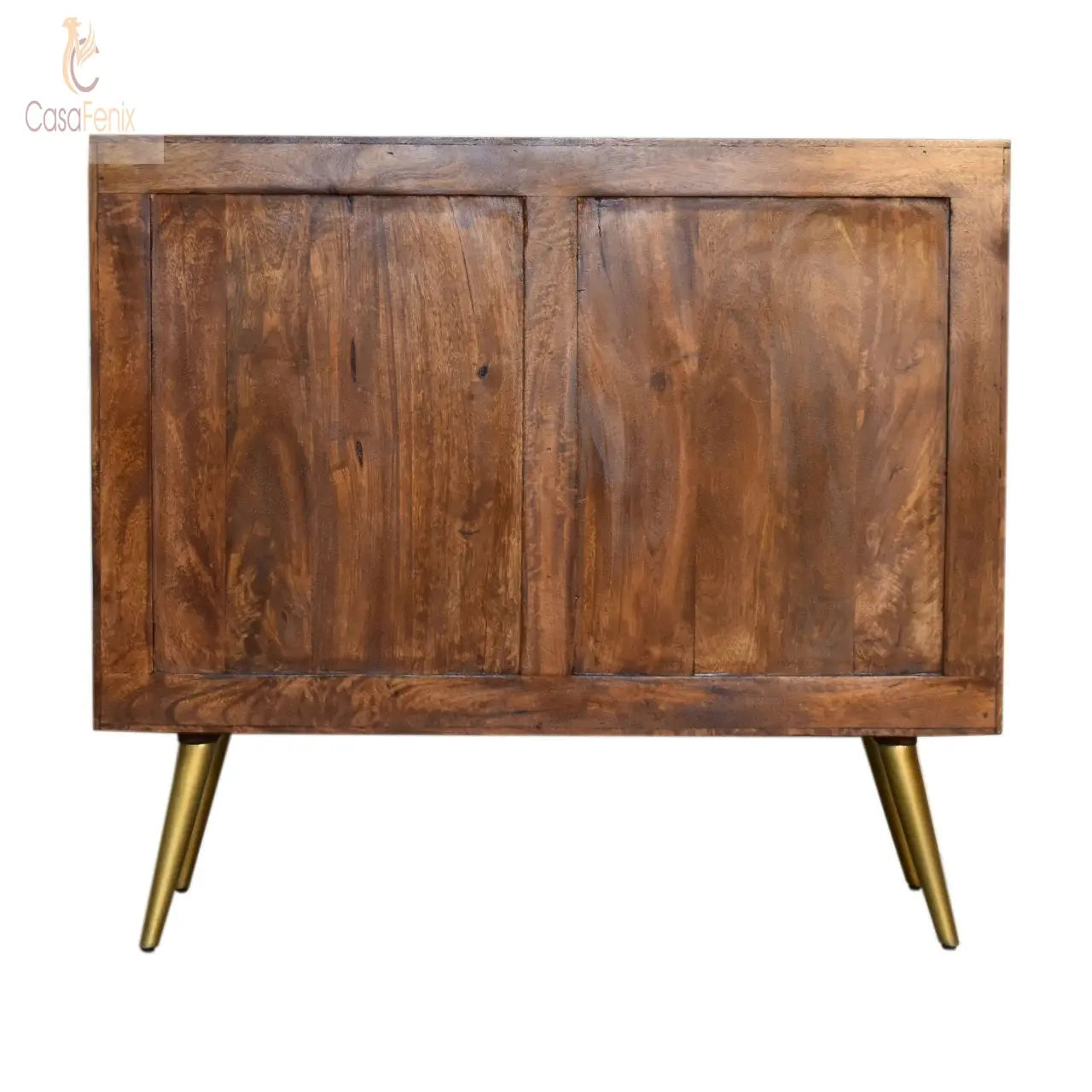 Chestnut Gold Inlay Abstract Sideboard Solid Mango Wood - CasaFenix