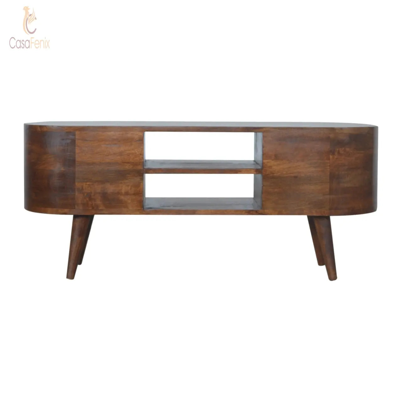 Chestnut Rounded Entertainment Unit 4 Drawer TV Stand Entertainment Centers & TV Stands CasaFenix