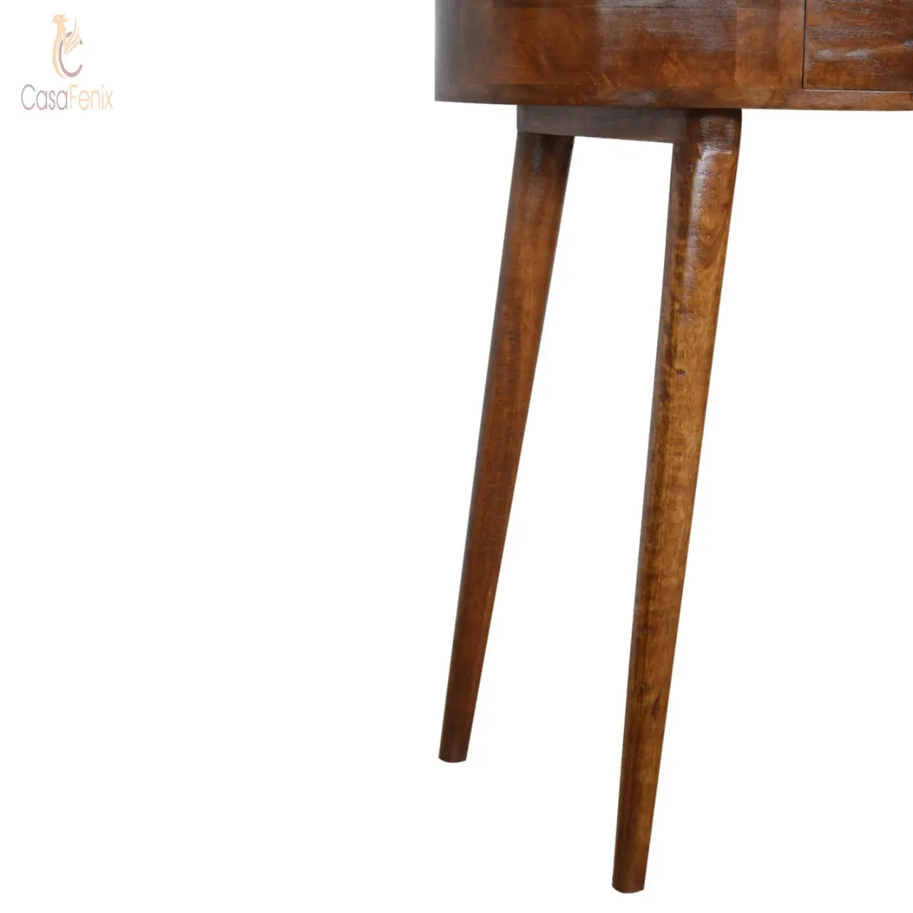 Chestnut Rounded Small 1 Drawer Console Table Solid Wood - CasaFenix