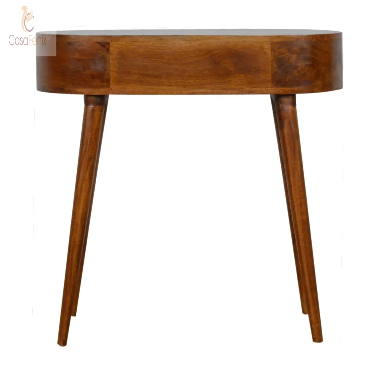Chestnut Rounded Small 1 Drawer Console Table Solid Wood - CasaFenix
