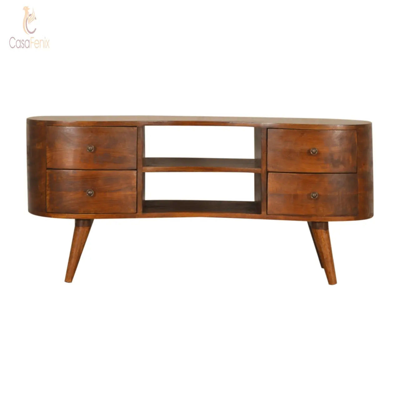 Chestnut Wave Entertainment Unit 100% solid mango wood - CasaFenix