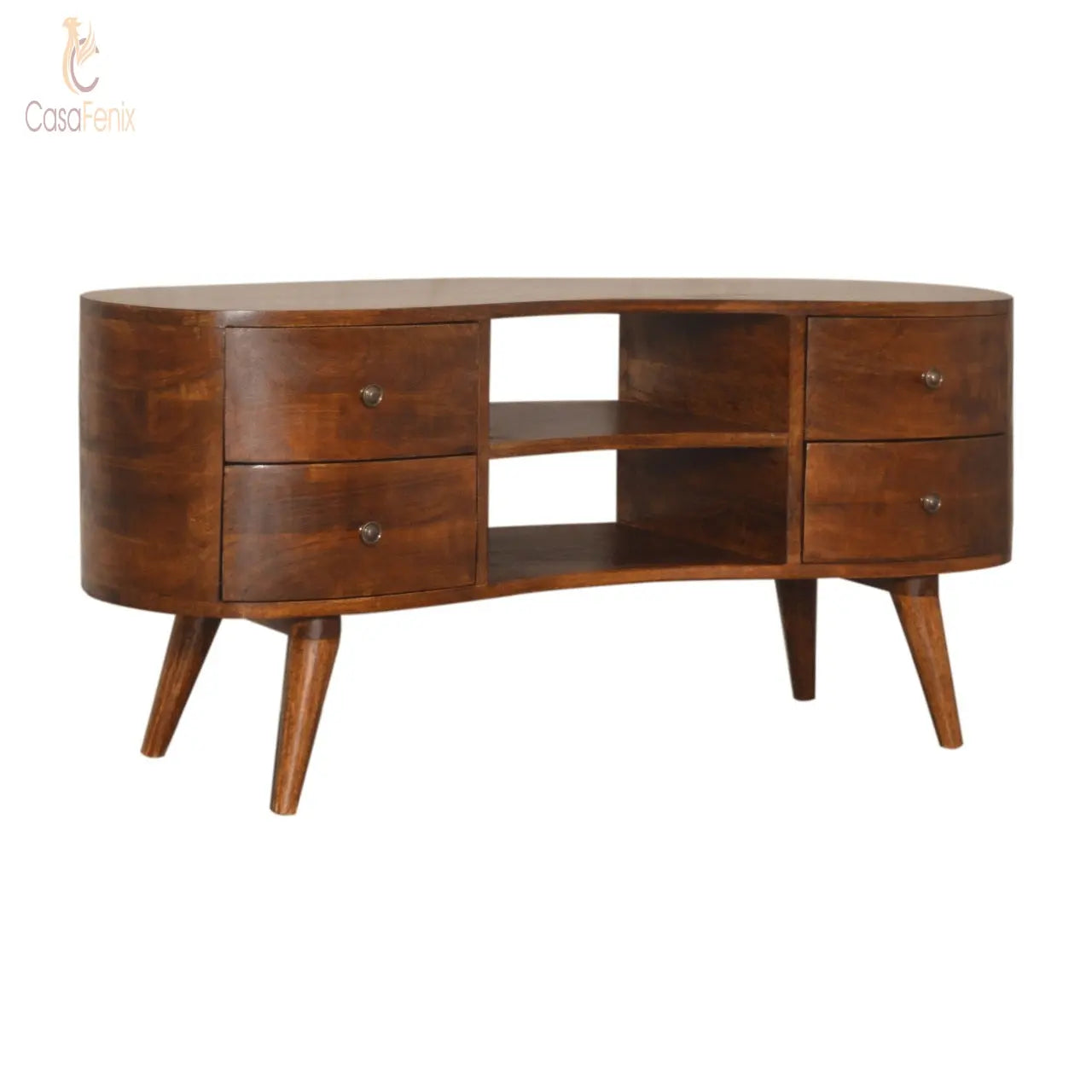 Chestnut Wave Entertainment Unit 100% solid mango wood - CasaFenix