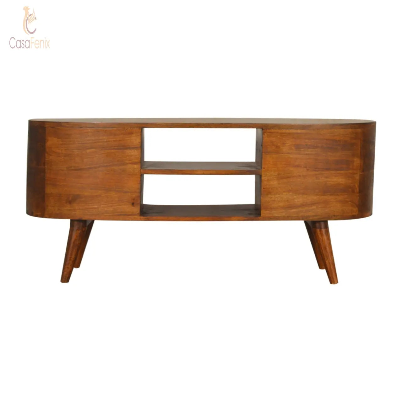 Chestnut Wave Entertainment Unit 100% solid mango wood - CasaFenix