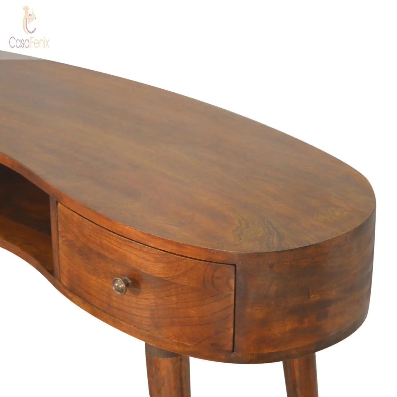 Chestnut Wave Writing Desk with 2 Drawers 100% solid mango wood - CasaFenix