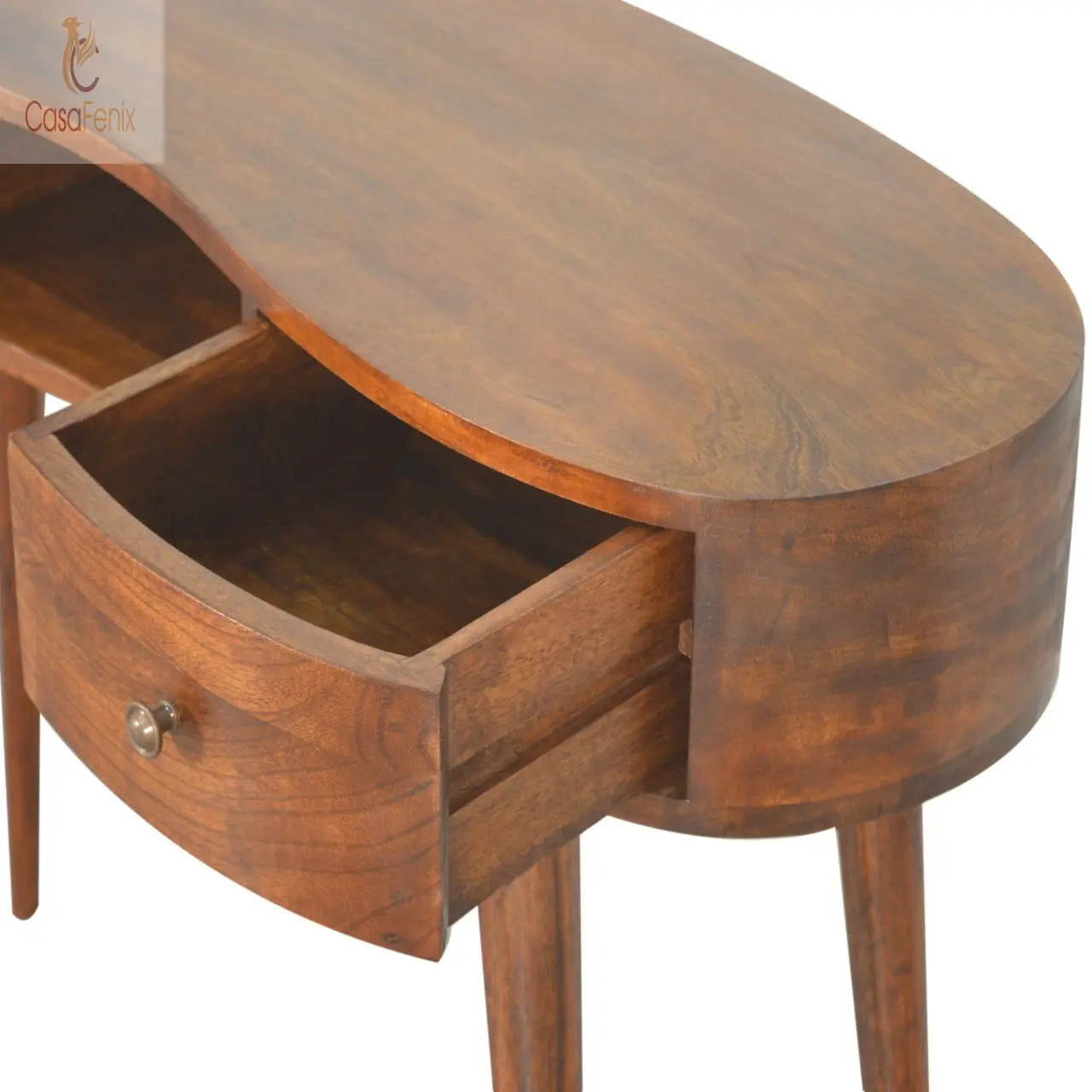 Chestnut Wave Writing Desk with 2 Drawers 100% solid mango wood - CasaFenix