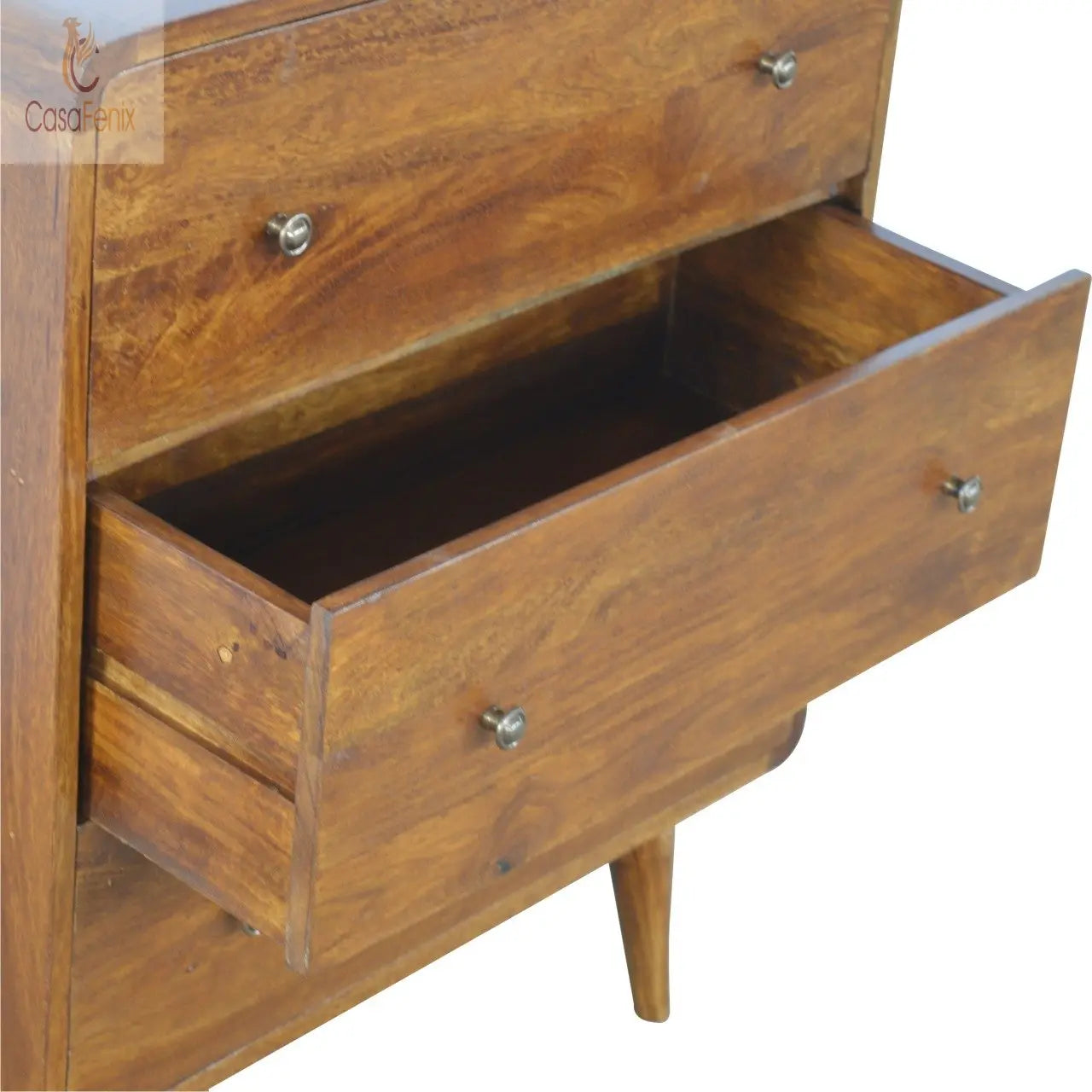 Curved Chestnut Chest of 3 Drawers - CasaFenix