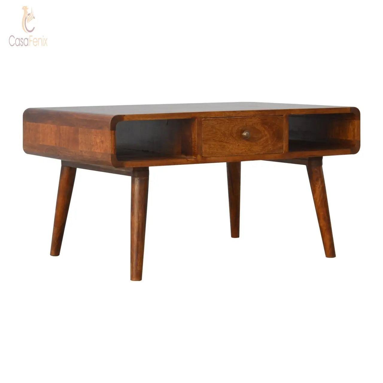 Curved Chestnut Coffee Table - CasaFenix