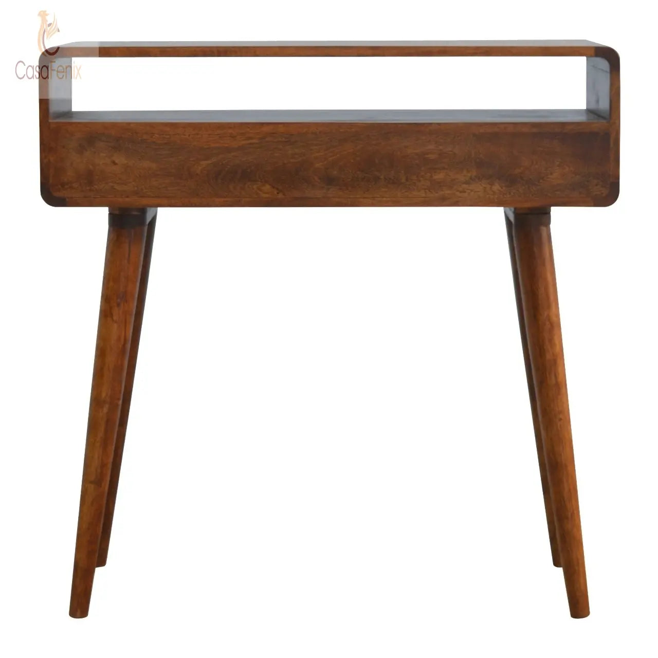 Curved Chestnut Console Table 2 Drawer Nordic Style Mini Desk - CasaFenix