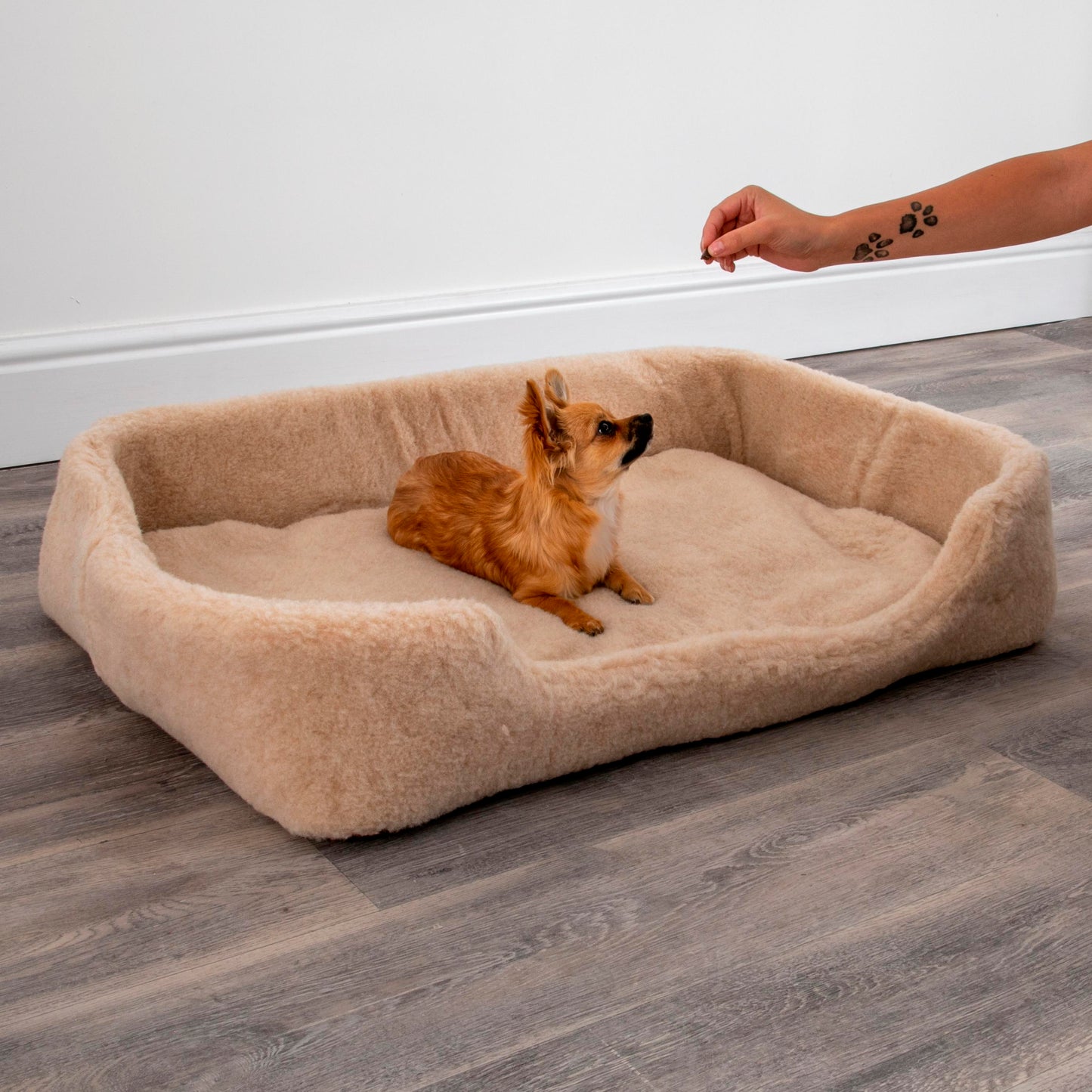 100% Merino Wool Pet Dog Bed - Cappuccino 90 x 60cm LARGE - CasaFenix