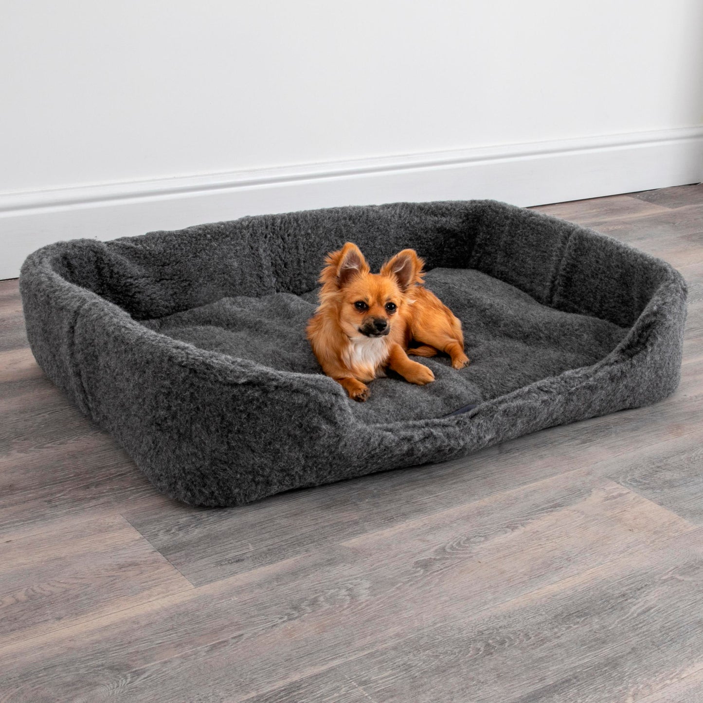 100% Merino Wool Pet Dog Bed - Grey 90 x 60cm LARGE - CasaFenix