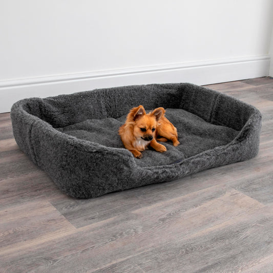 100% Merino Wool Pet Dog Bed - Grey 90 x 60cm LARGE - CasaFenix