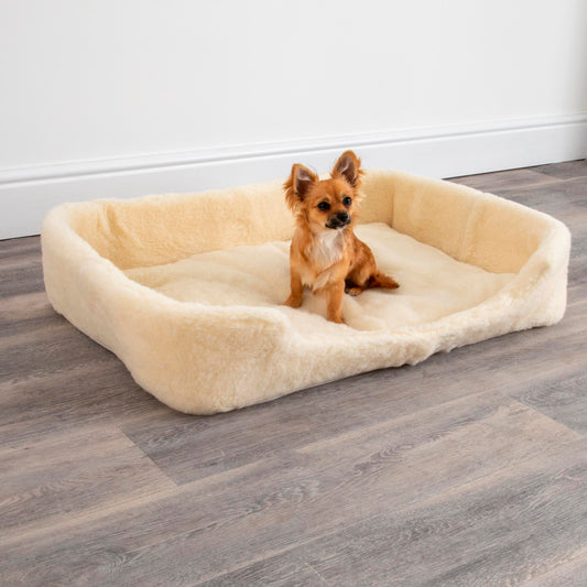 100% Merino Wool Pet Dog Bed - Natural (white) 90 x 60cm LARGE - CasaFenix