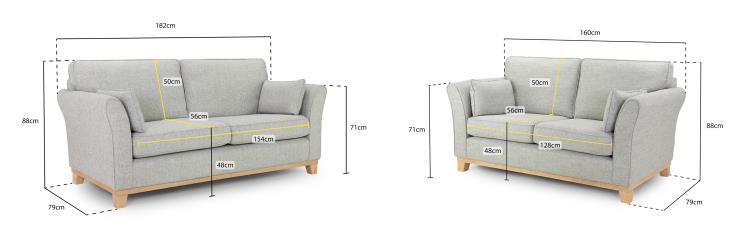 Delta Fabric Sofa In Grey. 1, 2, 3 Seat Settee & Footstool (Copy) Sofa CasaFenix