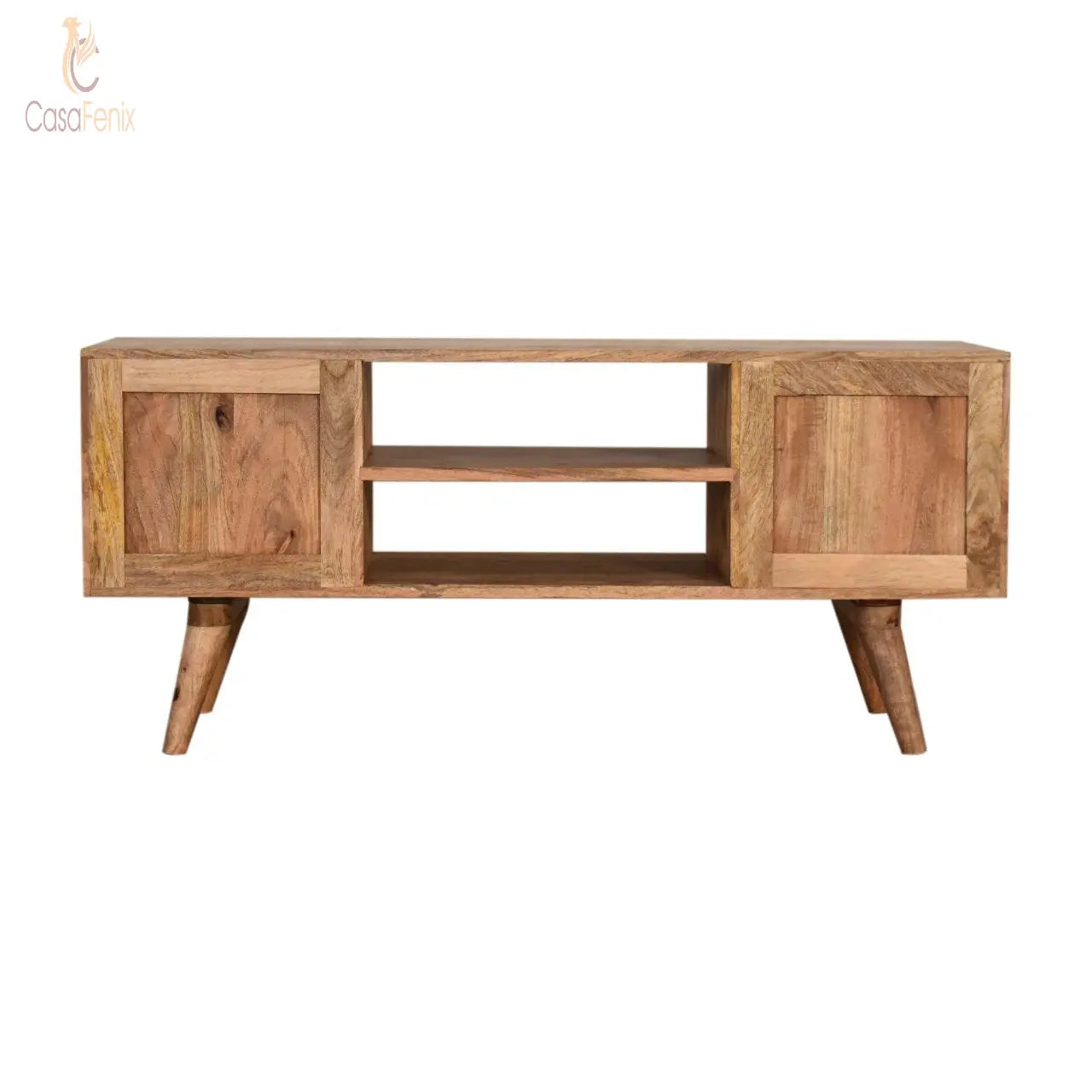 Diamond Screen Printed Entertainment Unit TV Stand 100% solid mango wood - CasaFenix