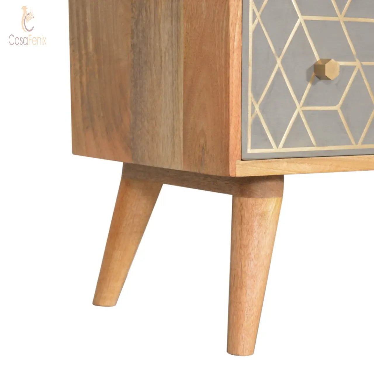 Dice 3 Drawer Chest 100% solid mango wood in an oak-ish finish - CasaFenix