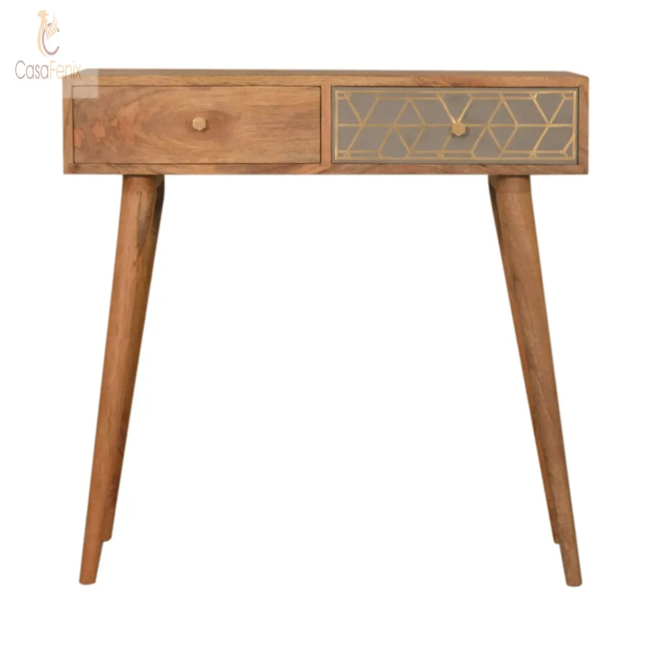 Dice Design Console Table 100% solid mango wood in an oak-ish finish - CasaFenix