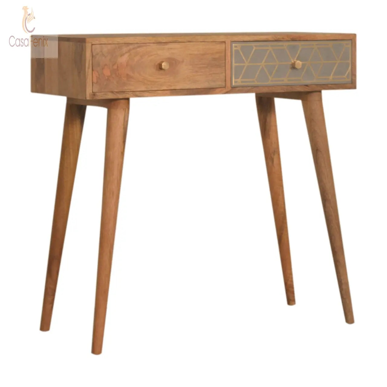 Dice Design Console Table 100% solid mango wood in an oak-ish finish - CasaFenix