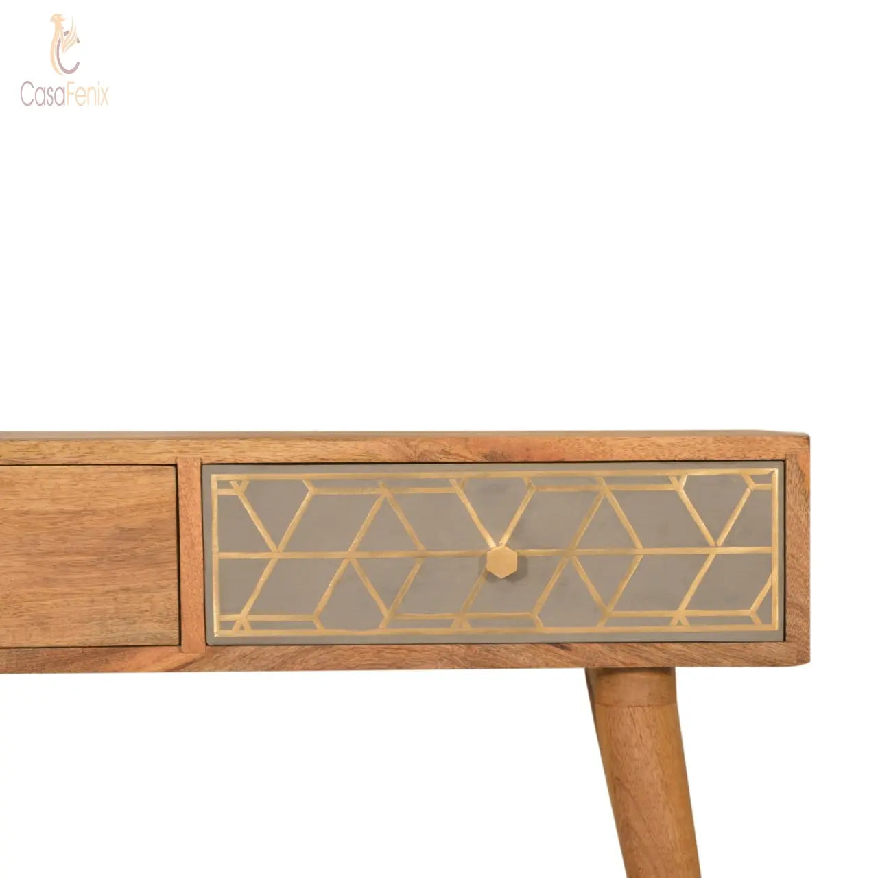 Dice Design Console Table 100% solid mango wood in an oak-ish finish - CasaFenix