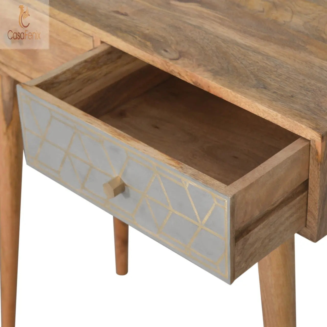 Dice Design Console Table 100% solid mango wood in an oak-ish finish - CasaFenix