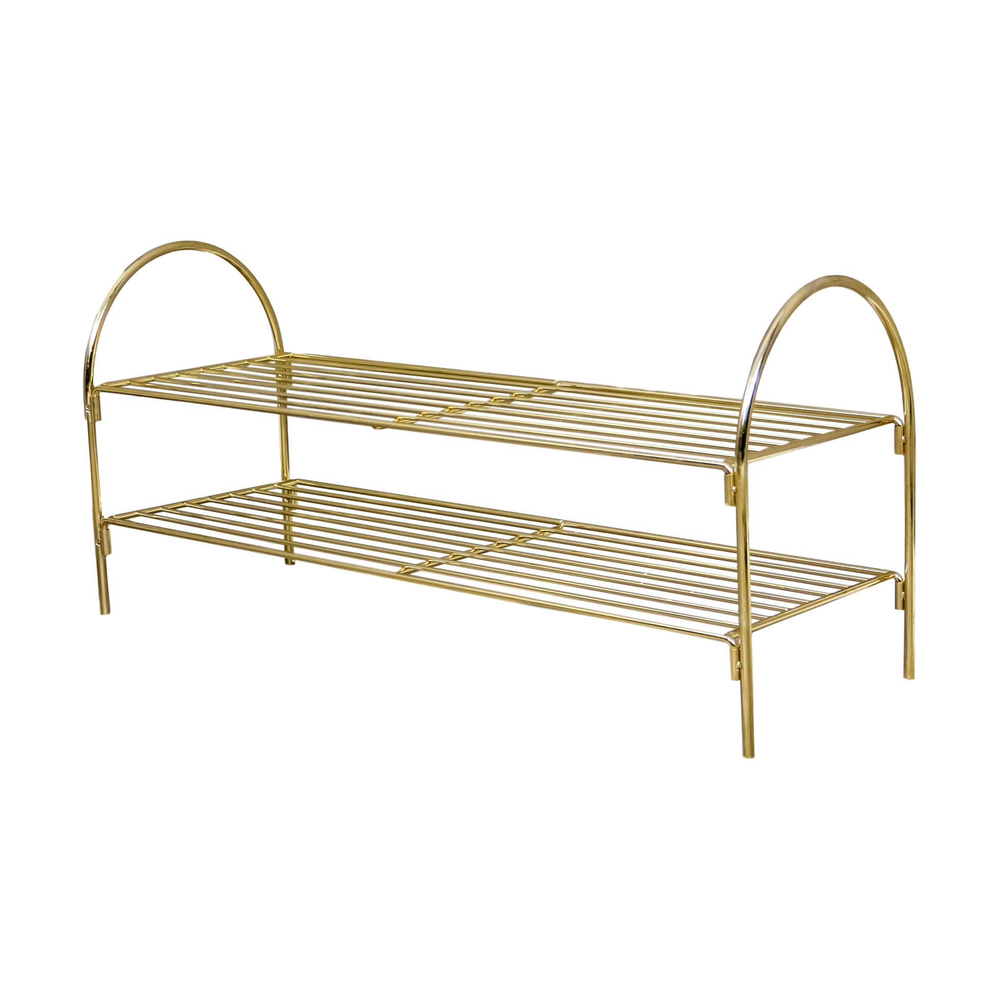 Gold Metal Open Design Shoe Rack 80cm Wide Hall Storage Shoe Rack CasaFenix