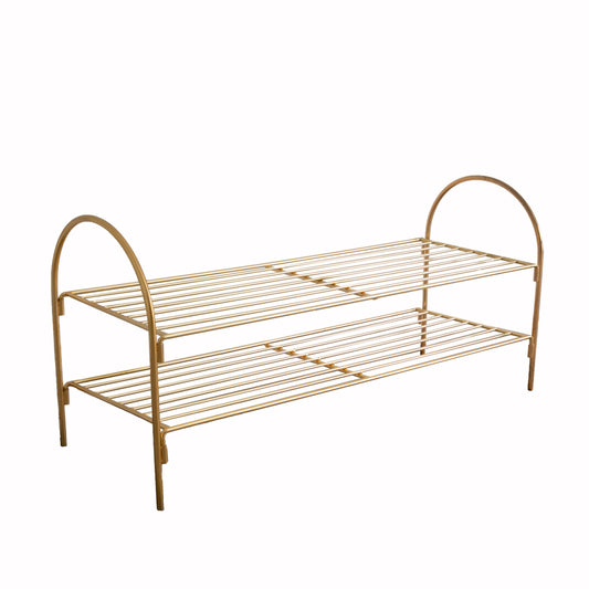 Gold Metal Open Design Shoe Rack 80cm Wide Hall Storage Shoe Rack CasaFenix