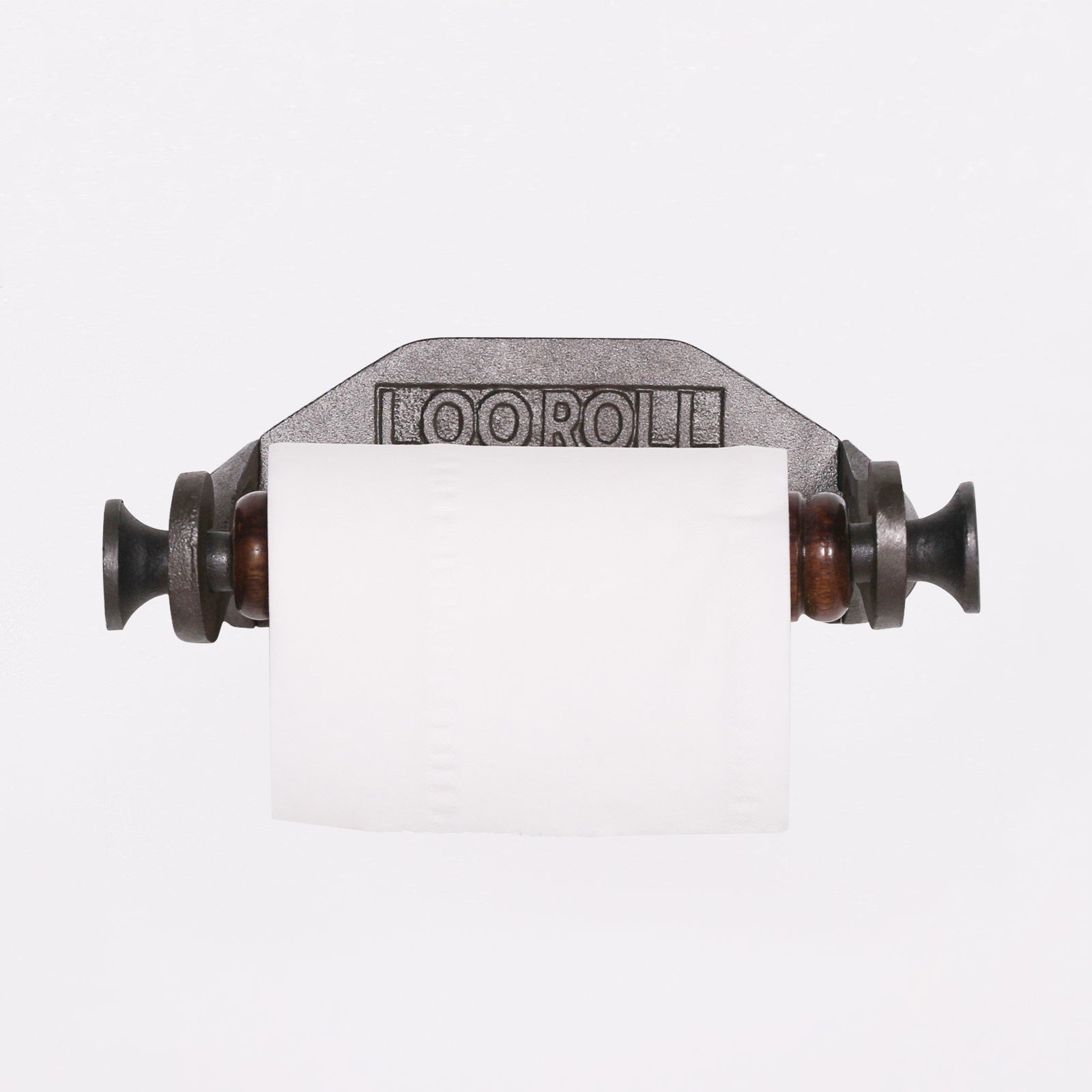 Cast Iron Toilet Loo Roll Holder with Wood CasaFenix