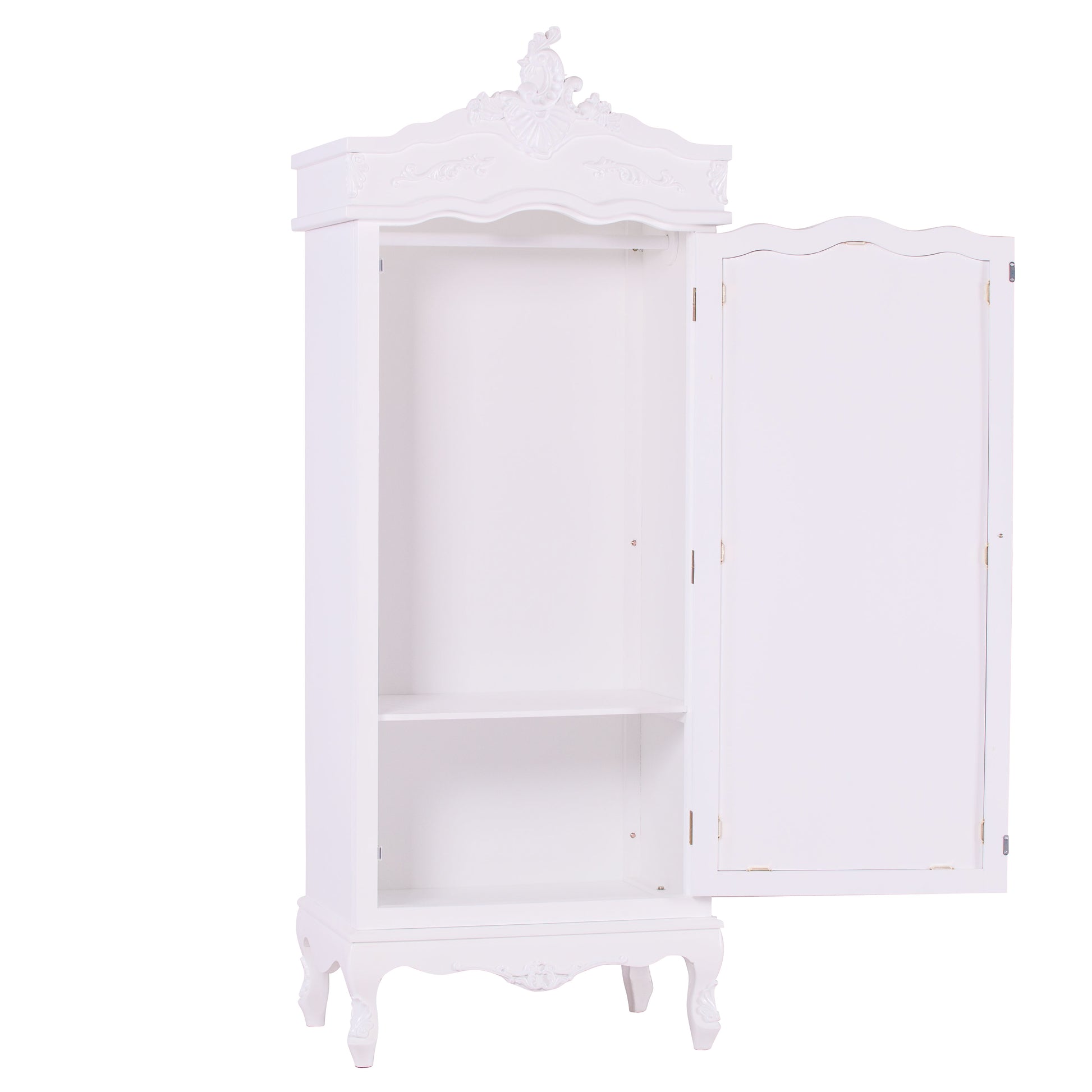 French White Single Door Armoire with Mirrored Door CasaFenix